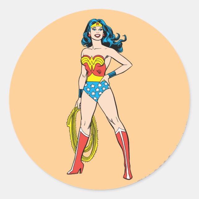 Wonder Woman Standing Classic Round Sticker (Front)