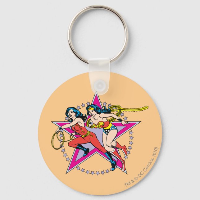 Wonder Woman Star Background Key Ring (Front)