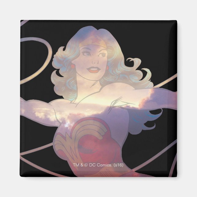 Wonder Woman Sunset Sky Silhouette Magnet (Front)
