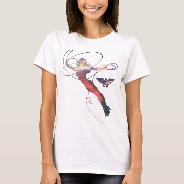 Wonder Woman Sunset Sky Silhouette T-Shirt (Front)