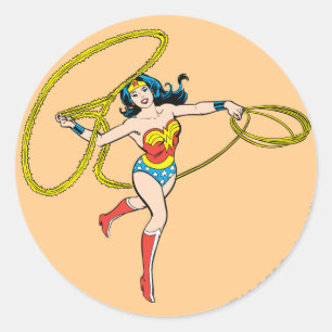 Wonder Woman Swinging Lasso Classic Round Sticker
