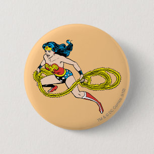 Wonder Woman Swinging Lasso Left 6 Cm Round Badge