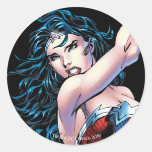 Wonder Woman Swinging Sword Classic Round Sticker