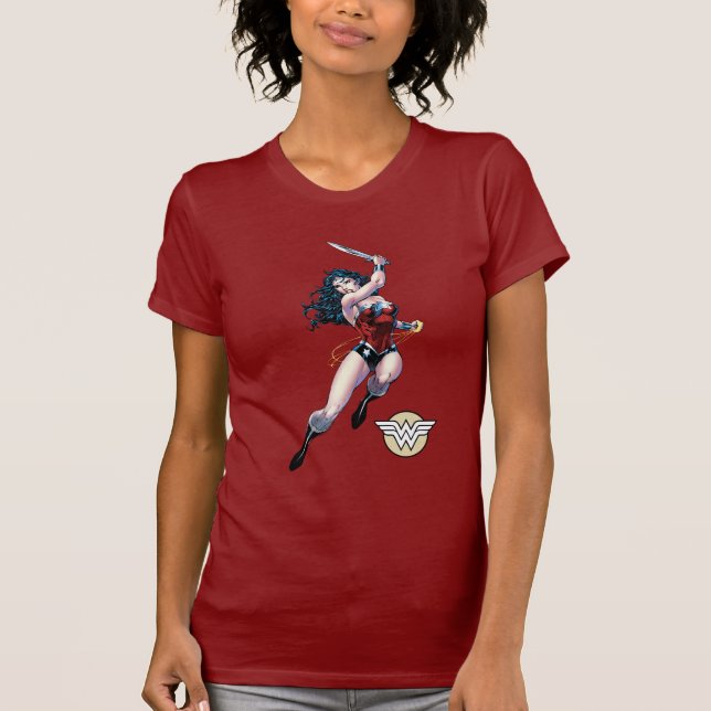Wonder Woman Swinging Sword T-Shirt (Front)