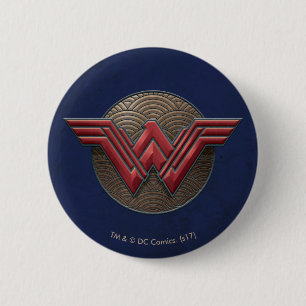 Wonder Woman Symbol Over Concentric Circles 6 Cm Round Badge