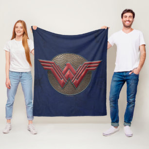 Wonder Woman Symbol Over Concentric Circles Fleece Blanket