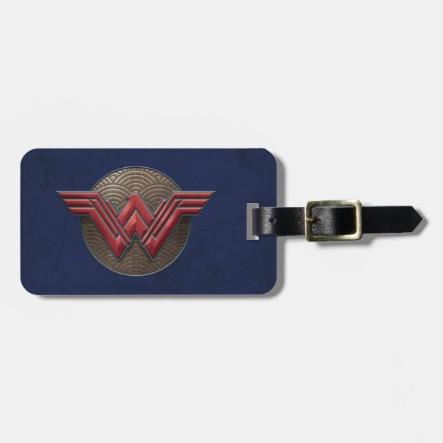 Wonder Woman Symbol Over Concentric Circles Luggage Tag (Front Horizontal)