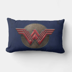 Wonder Woman Symbol Over Concentric Circles Lumbar Cushion