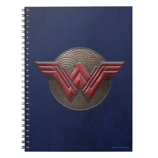 Wonder Woman Symbol Over Concentric Circles Notebook (Front)