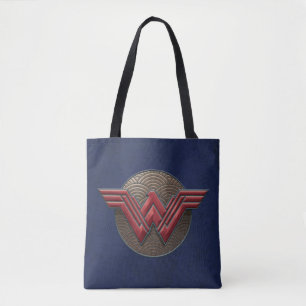 Wonder Woman Symbol Over Concentric Circles Tote Bag