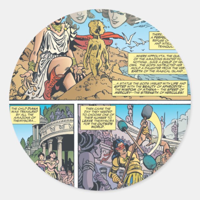 Wonder Woman Themyscira Classic Round Sticker (Front)