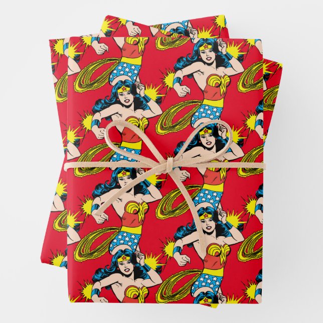 Wonder Woman Twist with Glowing Cuffs Wrapping Paper Sheet (In situ)