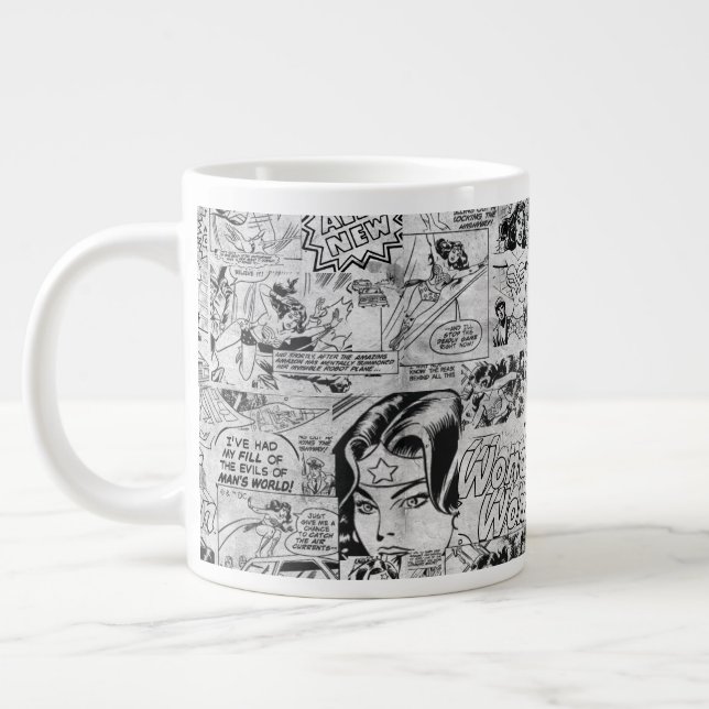 Wonder Woman Vintage Comic Pattern Large Coffee Mug (Left)