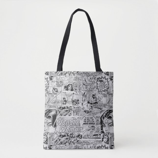Wonder Woman Vintage Comic Pattern Tote Bag (Front)