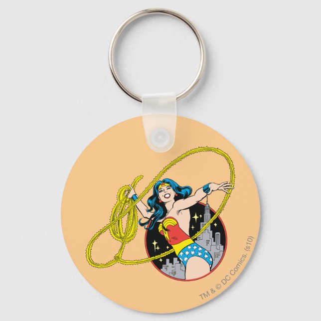 Wonder Woman with City Background Key Ring (Front)