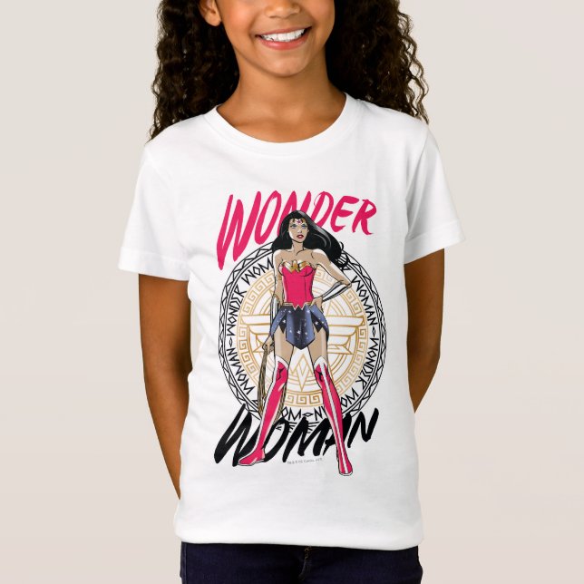 Wonder Woman With Greek Tribal Emblem T-Shirt (Front)