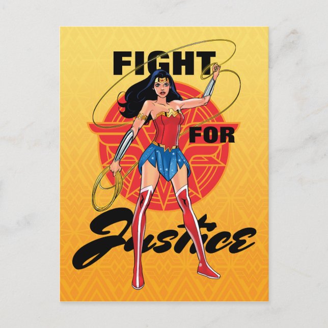 Wonder Woman With Lasso - Fight For Justice Postcard (Front)