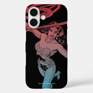 Wonder Woman With Lasso Red Blue Gradient Line Art iPhone 16 Case