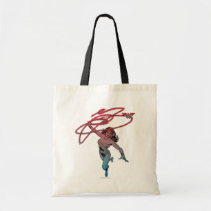 Wonder Woman With Lasso Red Blue Gradient Line Art Tote Bag