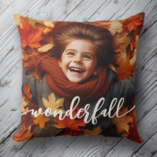Wonderfall Autumn Fall Leaves Custom Photo Cushion