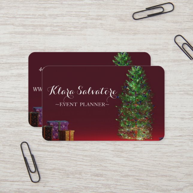 Wonderful Adorable Christmas Lighting TRee  Business Card (Front/Back In Situ)