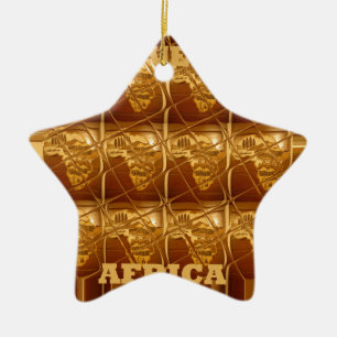 Wonderful African Map Print Golden Design Ceramic Tree Decoration