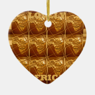 Wonderful African Map Print Golden Design Ceramic Tree Decoration