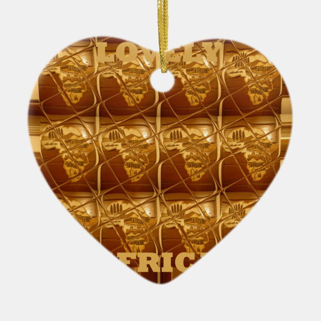 Wonderful African Map Print Golden Design Ceramic Tree Decoration (Front)