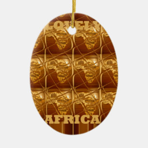 Wonderful African Map Print Golden Design Ceramic Tree Decoration