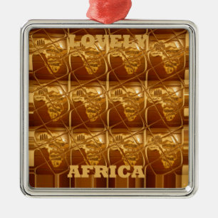 Wonderful African Map Print Golden Design Metal Tree Decoration