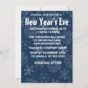 Wonderful, Amazing, Blue Snowflake New Year Invit Invitation