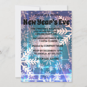 Wonderful, Amazing, Blue Snowflake  New Year Invit Invitation