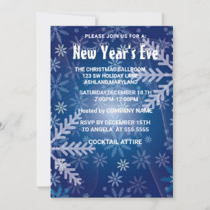 Wonderful, Amazing, Blue Snowflake  New Year Invitation