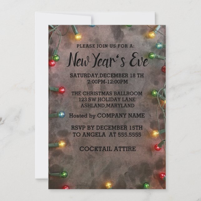 Wonderful, Amazing Bulbs New Year Invitation (Front)