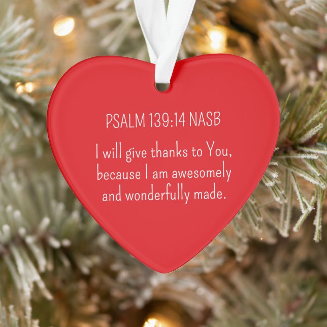 Wonderful and Awesome Bible Verse Christmas Heart  Ornament (Tree)