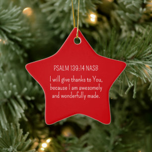 Wonderful and Awesome Bible Verse Christmas Star Ceramic Tree Decoration