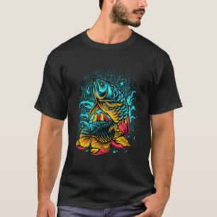 Wonderful Arowana Fish With Fowers For Lover Fish T-Shirt