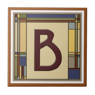 Wonderful Arts & Crafts Geometric Initial B Tile