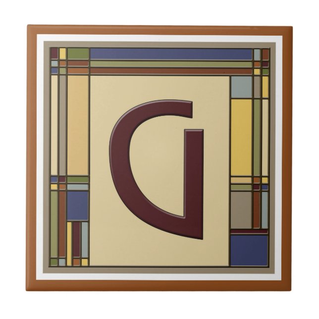 Wonderful Arts & Crafts Geometric Initial G Tile (Front)