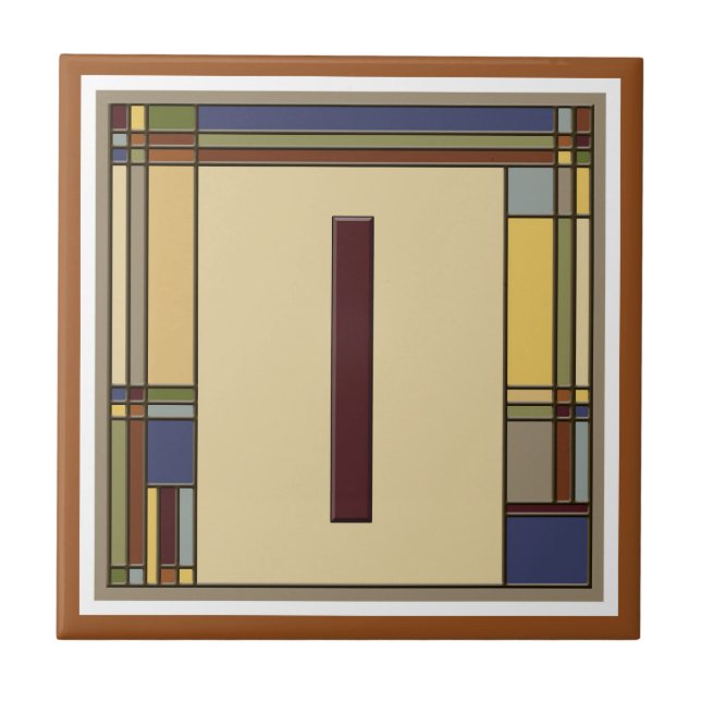 Wonderful Arts & Crafts Geometric Initial I Tile (Front)