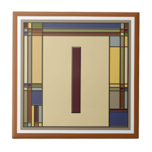 Wonderful Arts & Crafts Geometric Initial I Tile