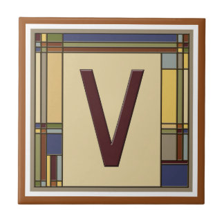 Wonderful Arts & Crafts Geometric Initial V Tile