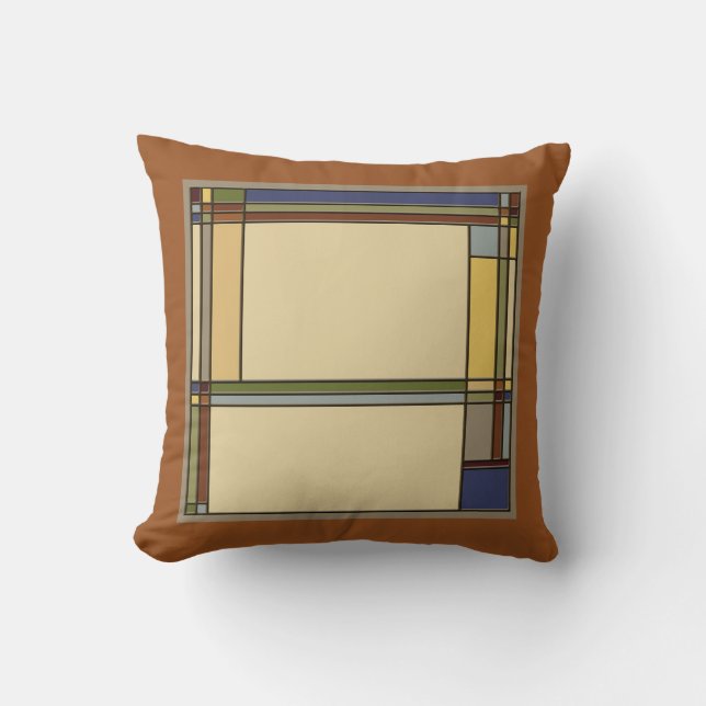 Wonderful Arts & Crafts Geometric Patterns in Fall Cushion (Front)