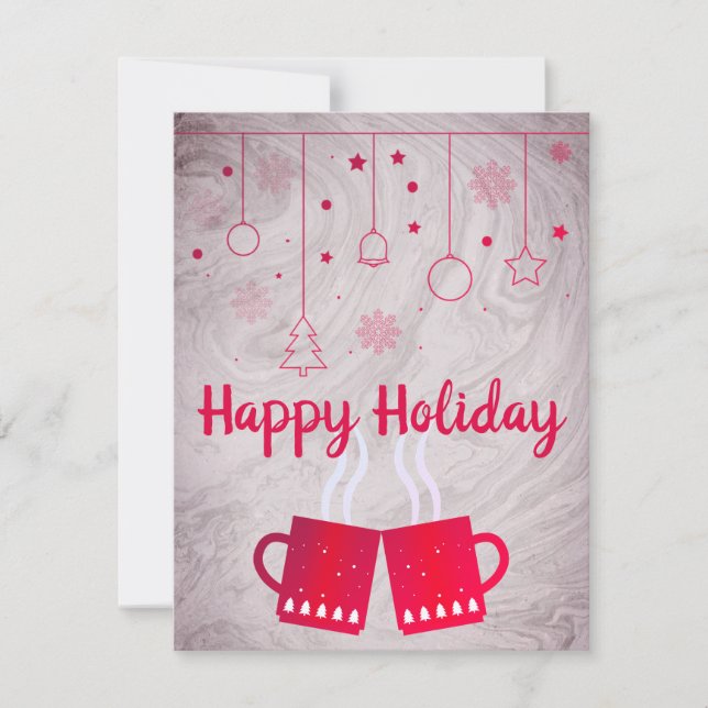 Wonderful, Awesome, Pink Christmas Cup of Tea  Holiday Card (Front)