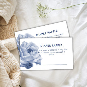 Wonderful Blue Floral Diaper Raffle Baby Shower Enclosure Card