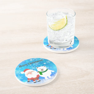Wonderful, Blue Snowflake, Santa and Bears Coaster