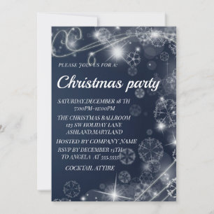 Wonderful Blue Sparkly Christmas  Invitation