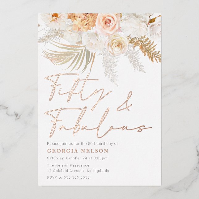 Wonderful Blush Fifty & Fabulous 50th Birthday (Front)