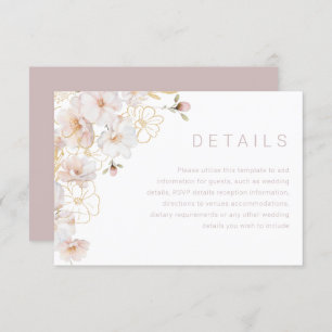 Wonderful Blush & Gold Enchanted Wedding Details Enclosure Card
