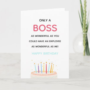 wonderful boss/manager funny birthday cake modern  card